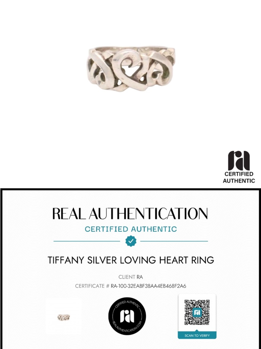 Tiffany & CO. 💍 .925 Silver Triple Loving Heart Palloma Ring - Picture 5 of 5